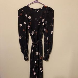 Black floral long sleeve dress
